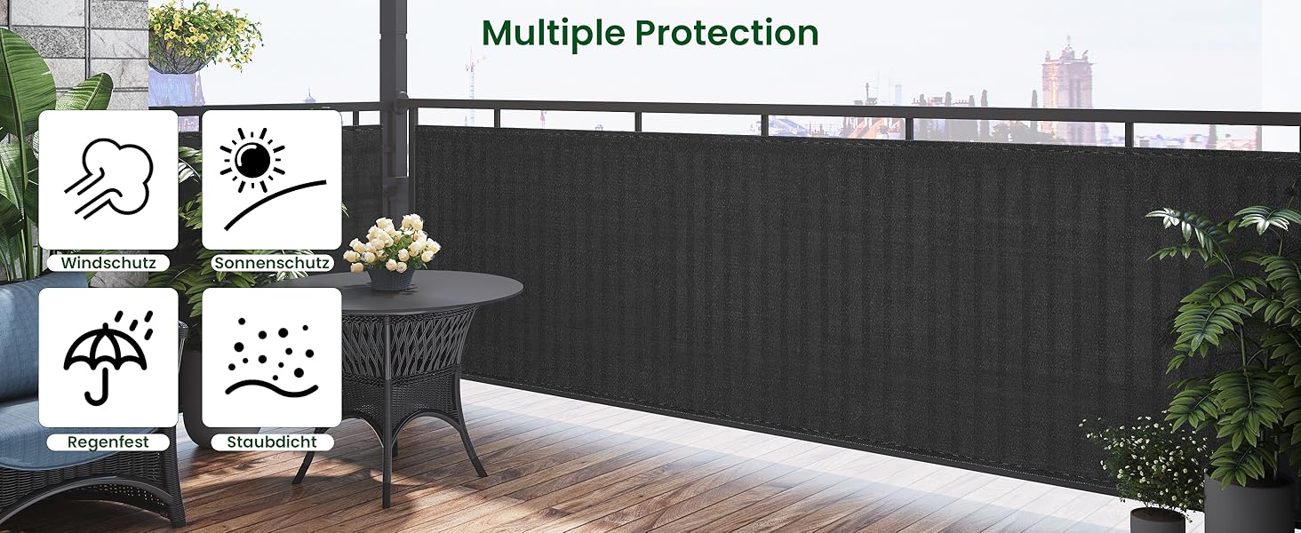 Rete Ombreggiante WOLTU 1.5x15m, Frangivista E Frangivento Per Giardino, Balcone - HDPE 180g/m², Verde, Con Occhielli - Foto 3