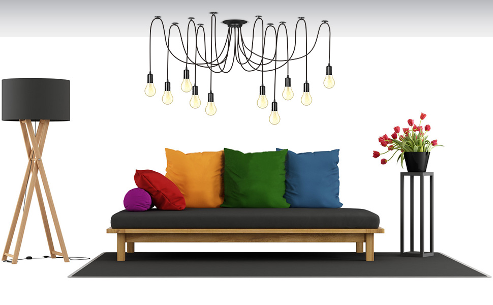 Spinne Kronleuchter DIY Deckenleuchte Lampe Kopf Deckenleuchte Halter Retro Industry Ceiling Light 