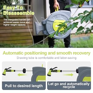 ENROULEUR DE TUYAU À REMBOBINAGE AUTOMATIQUE 20M+2M