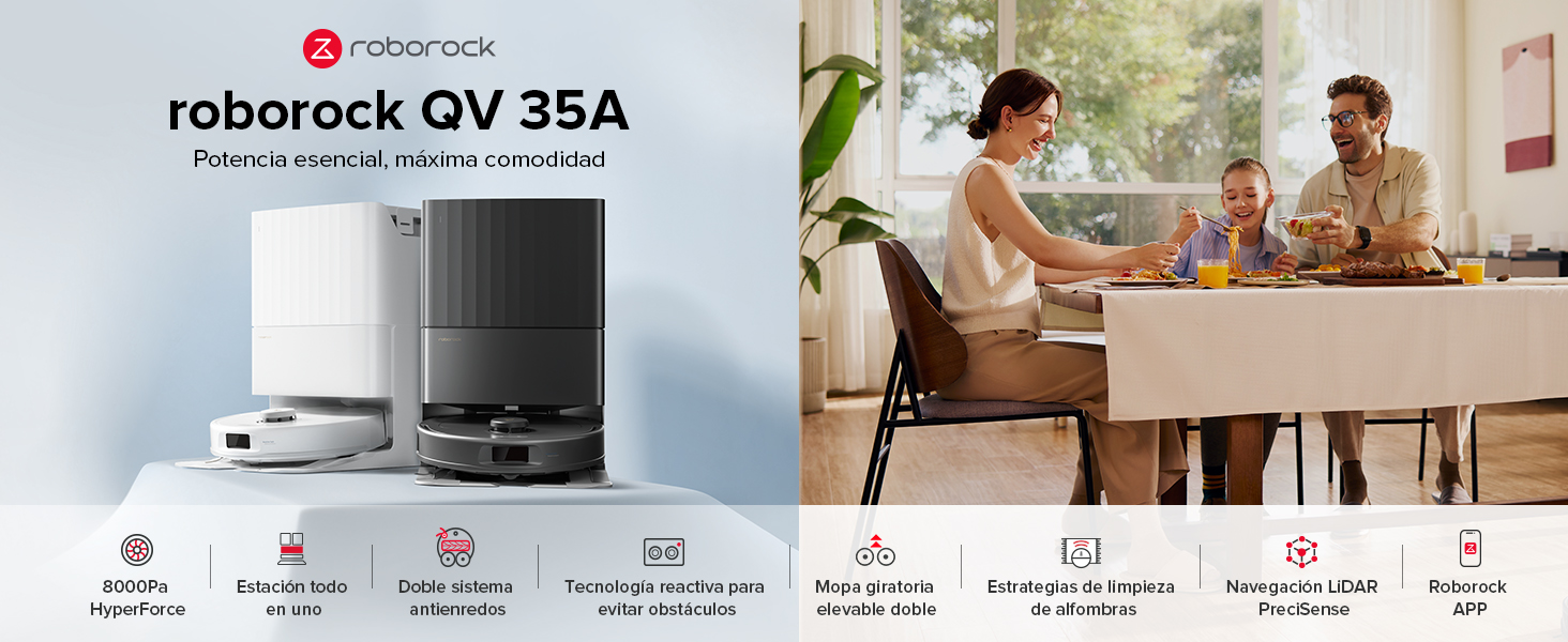 roborock Robot Aspirador QV 35A, 8000Pa de succión