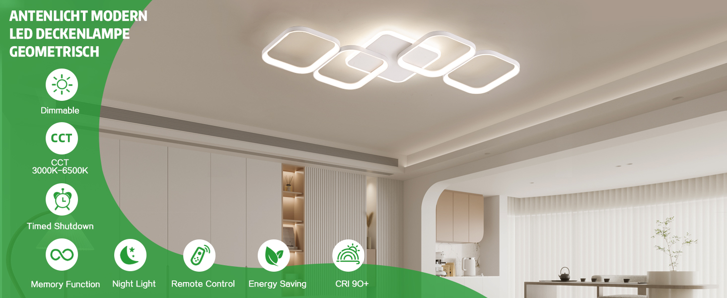 LED Deckenleuchte Wohnzimmer 50W schwarz
