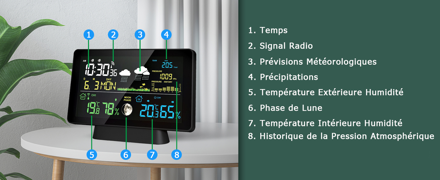 Station Météo Baromètre Montre Réveil Chaowei Rétro-eclairé