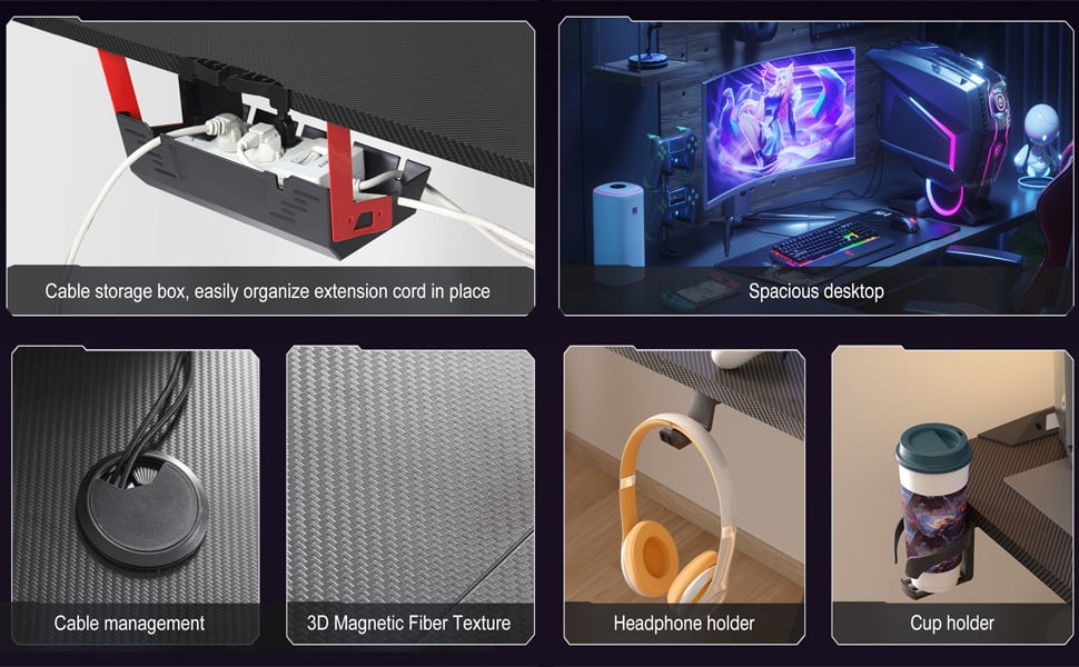 FATIVO Scrivania gaming 160cm Angolare: con LED RGB