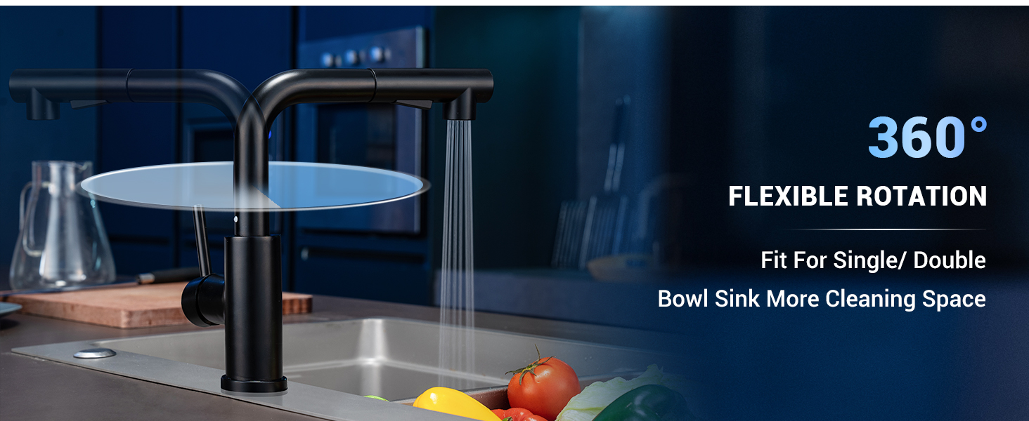 DAYONE Kitchen Taps with Pull Out Spray, Stainless Steel Kitchen Sink Taps