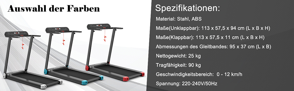 Elektrisches Laufband App-kontrolliert | Bluetooth | 3 Modi LED Display | klappbar 