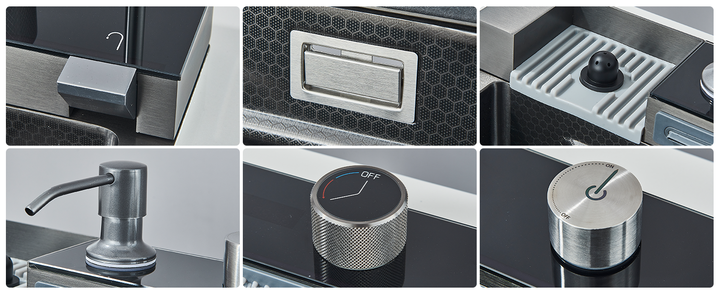 Multifunctional Digital Smart Single Sink with Pull-Out tap, pressurised Cup Washer