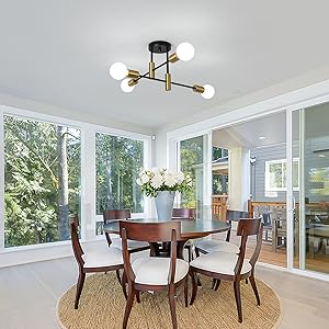Black and Gold Dining Room Sputnik Chandelier