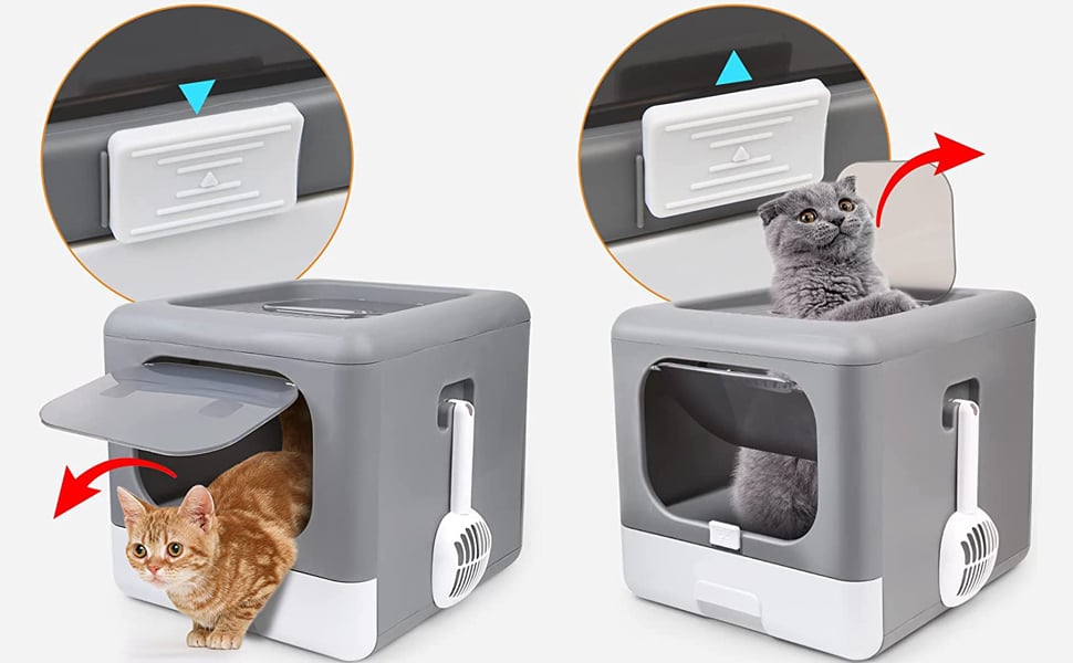 bac à litière chat lapin xxl design anti odeur fermée angle autonettoyante xl haut angle grande