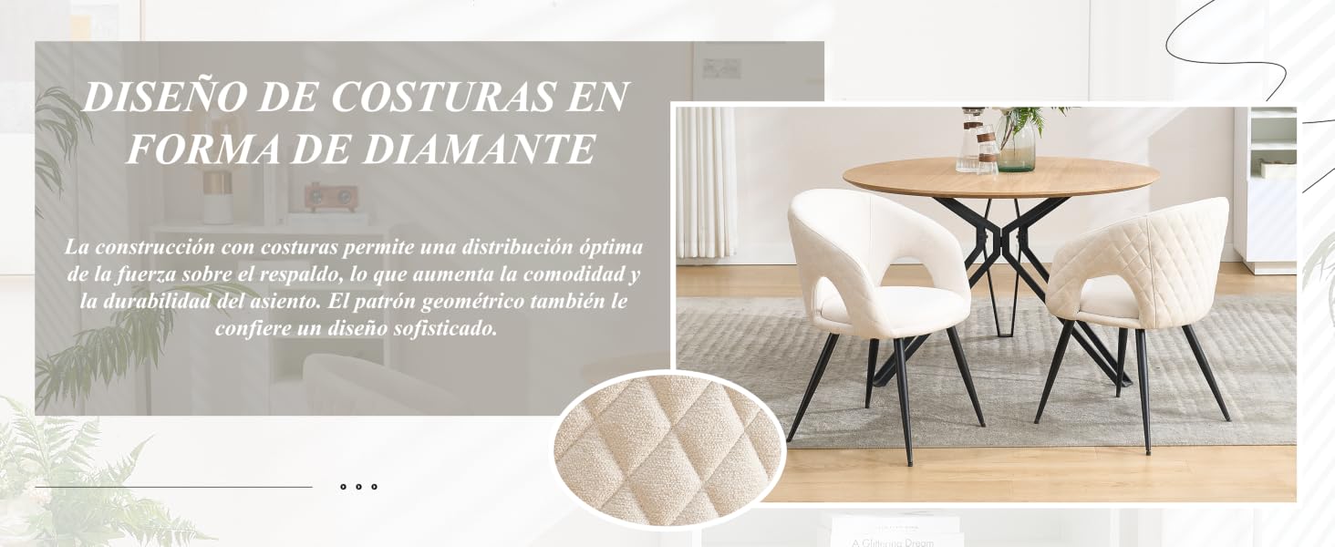 Diseño de costuras en forma de diamante