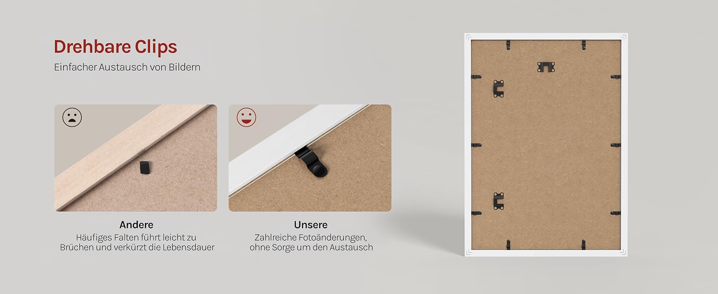 Der Text lautet „DinRhino-Clips“. Technisches Diagramm oder Bedienungsanleitung, das den schrittweisen Montagevorgang mit nummerierten Schritten und Anordnung der Teile zeigt.
