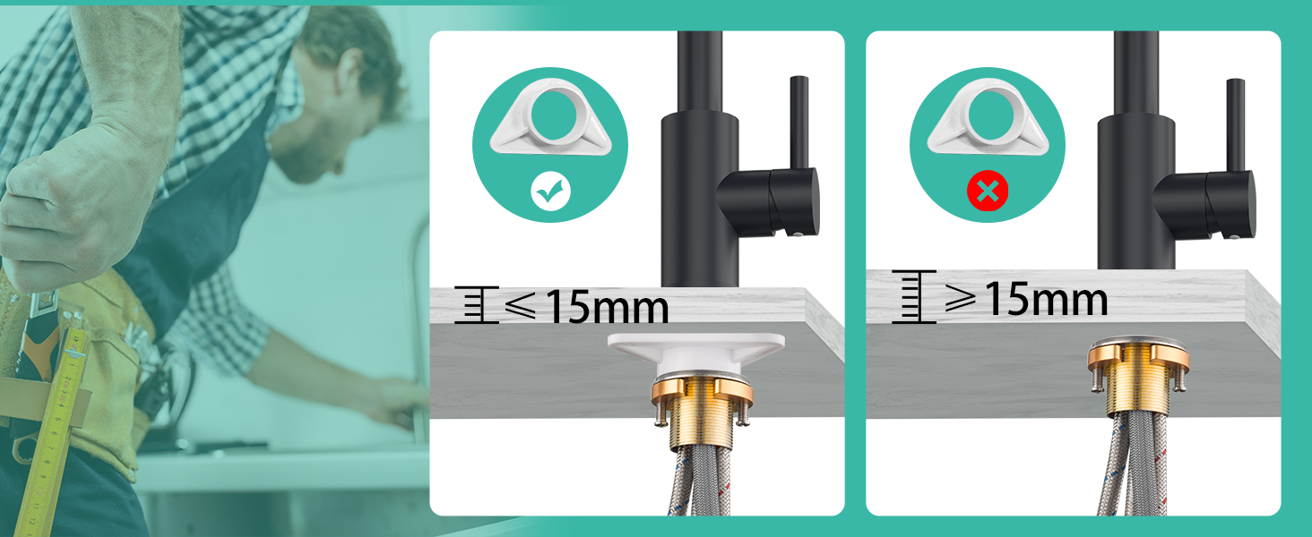 DAYONE Black Kitchen Sink Mixer Tap with Two Spouts, 2024Update Spring 360° Swivel Kitchen Tap