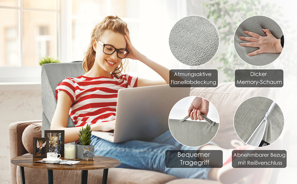 Orthopädisches Keilkissen Schlafkissen Memory Foam Kopfkissen Lesekissen Relaxkissen Nackenkissen