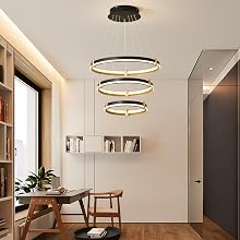 Siittoo Modern LED Chandelier, 90W Dimmable Modern LED Black Pendant Light