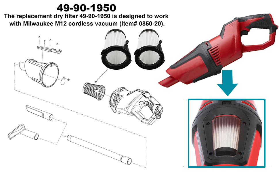 Milwaukee 49-90-1950 Vacuum HEPA Filter