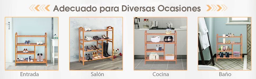  Estante de Zapatos de Bambú