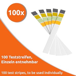 100 tiras de prueba, para uso individual
