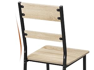 Wooden dining chair with black metal frame, featuring natural wood finish seat and backrest with ladder-style design.