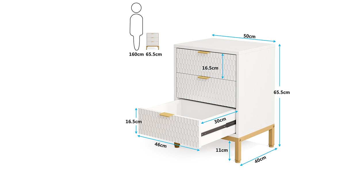 Tribesigns Modern Nightstand, 25.8 Tall Bedside Table with 3 Drawers ...