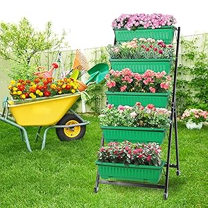 Vertical Garden Planter Metal Raised Garden Bed 4Ft with 4 Tiered Planter Box for Patio Deck
