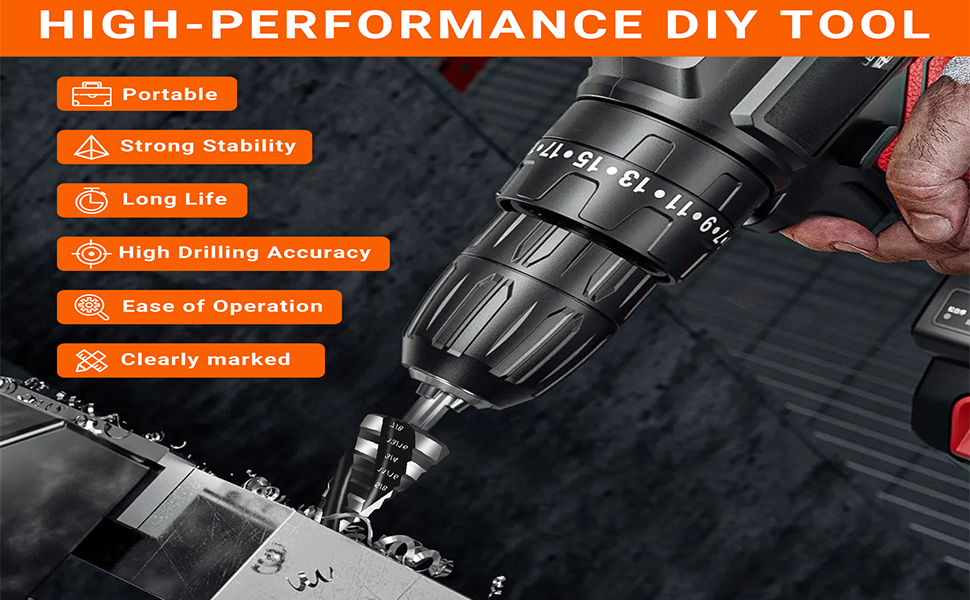 Spiral Step Drill Bit Set