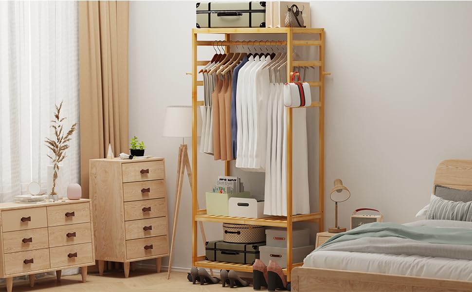 unho Armadio aperto con ripiani, appendiabiti con ruote guardaroba scaffalatura appendiabiti ingress