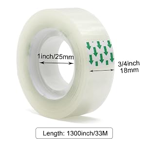 Transparent Stationery Tape 18mm x 33m for school office craft and notes sealing