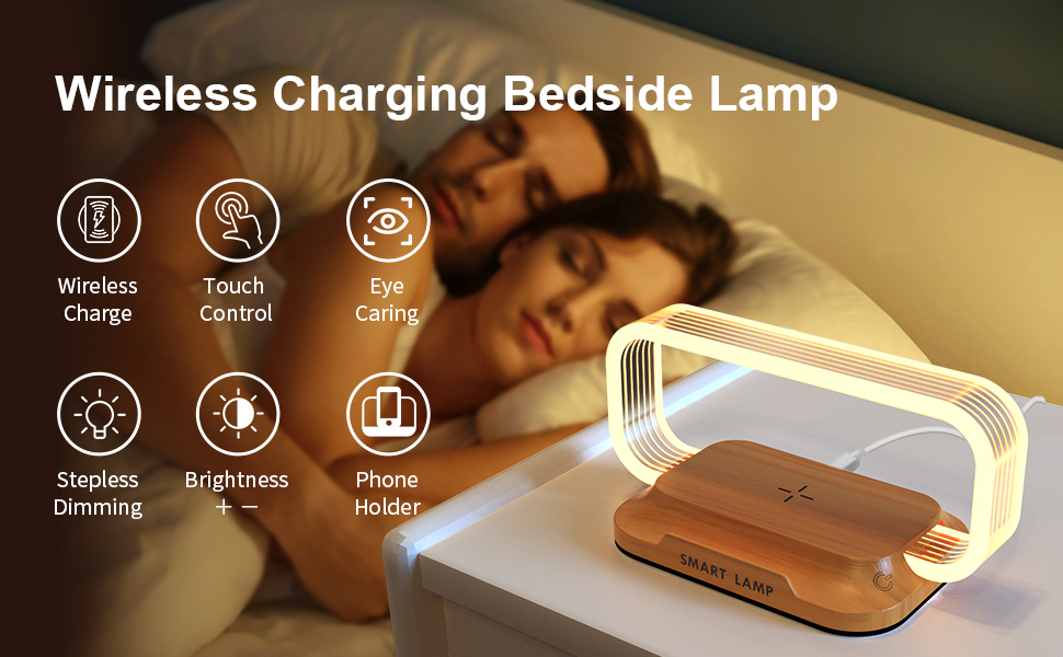 small nightstand lamp wireless charger cute bedside lamp bedroom mini night light tiny lamp