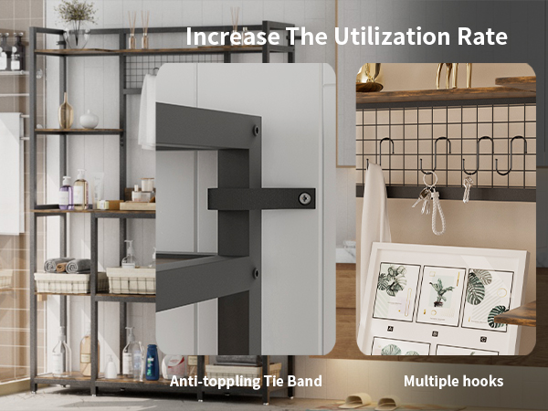 UNHO Libreria Scaffale Industriale Legno Ferro Grande Libreria Soggiorn Scaffalatura Metallo Cucina