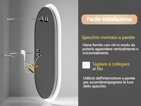 Specchio Bagno con Luce Specchio per Bagno Specchio led Bagno
