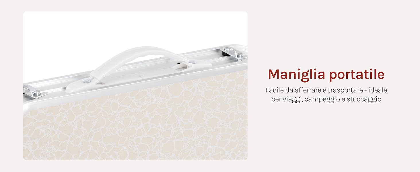 Il testo recita «Maniglia portatile». Immagine del prodotto che mostra quello che sembra essere una maniglia o un dispositivo di presa su sfondo bianco.