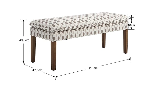 Technical diagram of a rectangular furniture piece showing various dimensions and measurements from multiple angles.