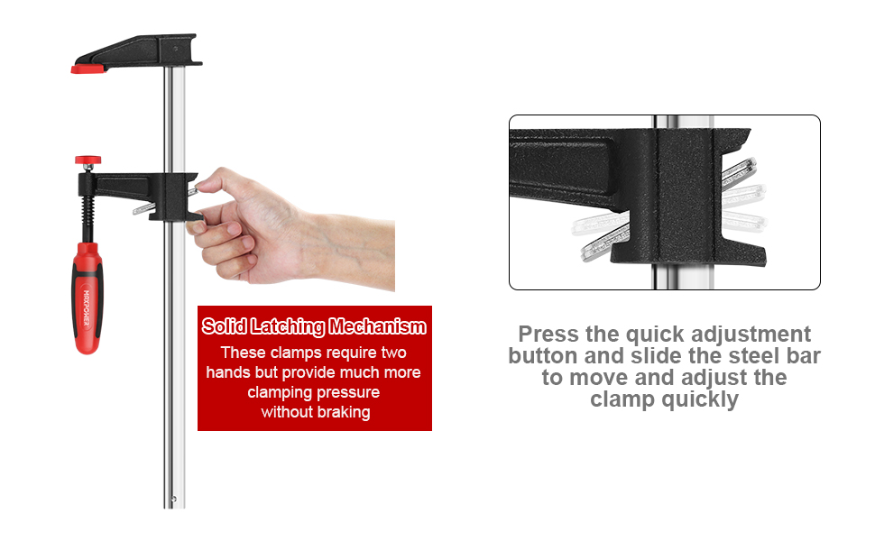 F Clamps Set 12-Inch/300mm, MAXPOWER 2-Pack Heavy Duty Bar Clamps Set  Quick-Release Woodworking Clamps for Carpenters