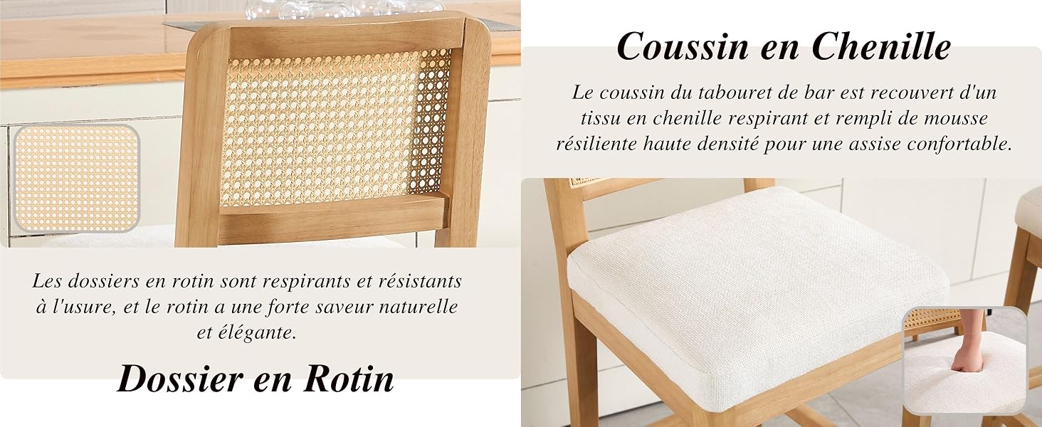 Lot de 2 Tabourets de Comptoir