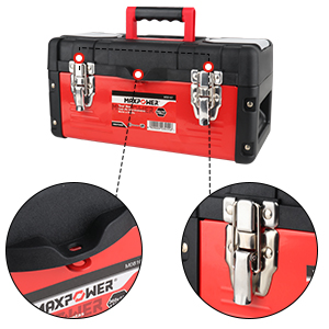MAXPOWER Tool Box 17-inch, Mixtured Plastic Lid and Metal Small Tool Box  with Removable Tray and Handle