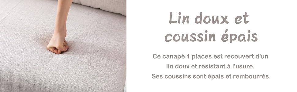 Fauteuil de Salon Fauteuil en Lin avec Coussins Lombaires