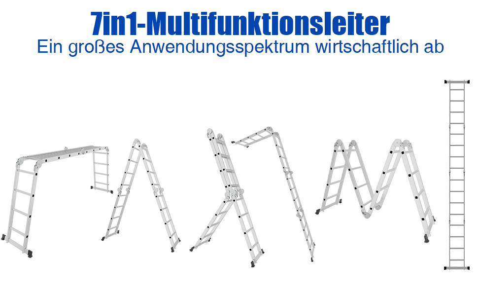Échelle multifonction 7 en 1 en aluminium 4 x 4 - 470 cm