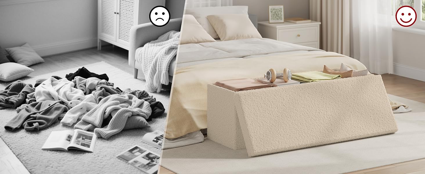 Series showing bedroom or living space with neutral-colored furniture and bedding, demonstrating different arrangements and styling options.