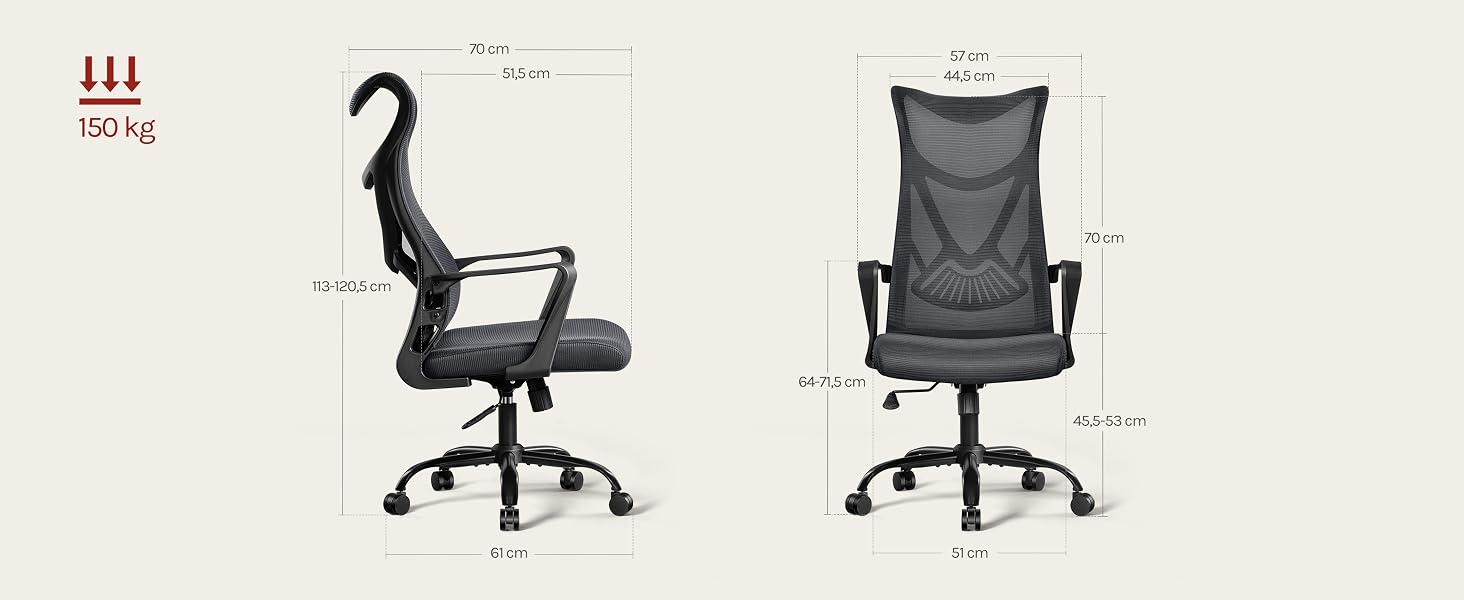 Colección de imágenes que muestran diferentes vistas de una silla de oficina ergonómica en colores gris y negro, con componentes ajustables y respaldo de malla.