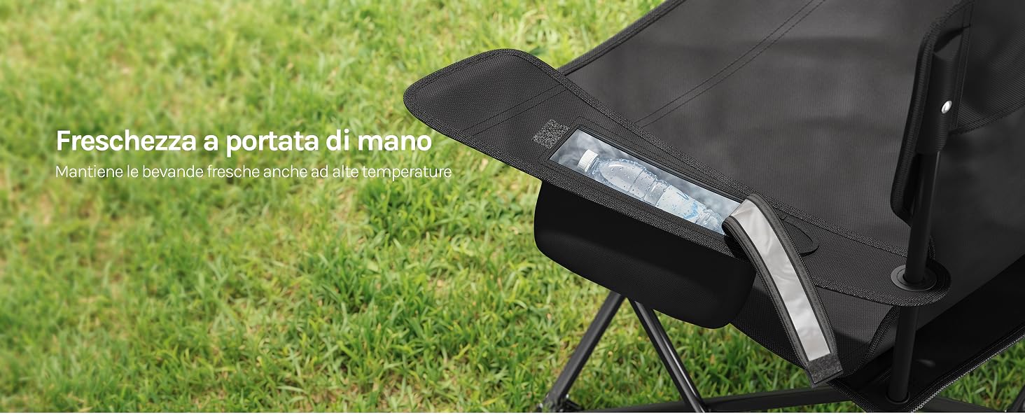 Il testo recita «Franchuza e portata di mano». Primo piano di materiale o superficie nera strutturata su sfondo erboso.