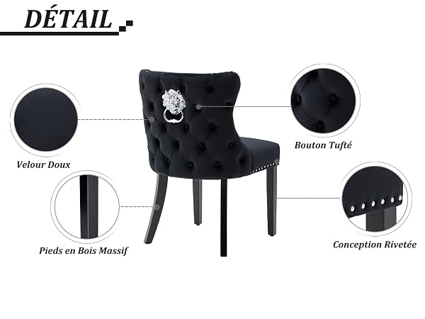 chaise velours noir