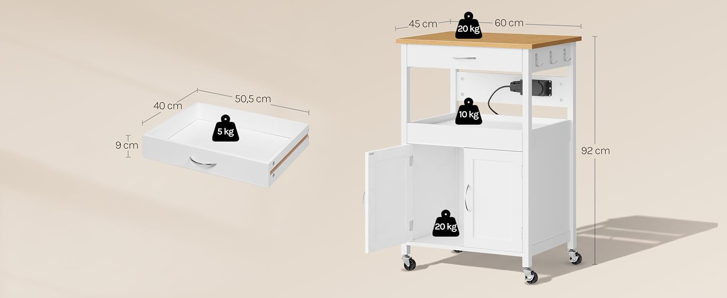 Armario de almacenamiento blanco con tapa de madera, aproximadamente 23.6 pulgadas de ancho x 16.1 pulgadas de profundidad x 29.1 pulgadas de alto, con múltiples compartimentos, estantes y artículos decorativos que se muestran en la superficie superior.