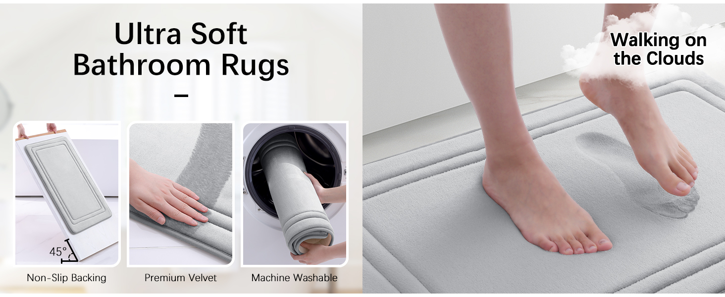  Tapis de bain en mousse à mémoire de forme