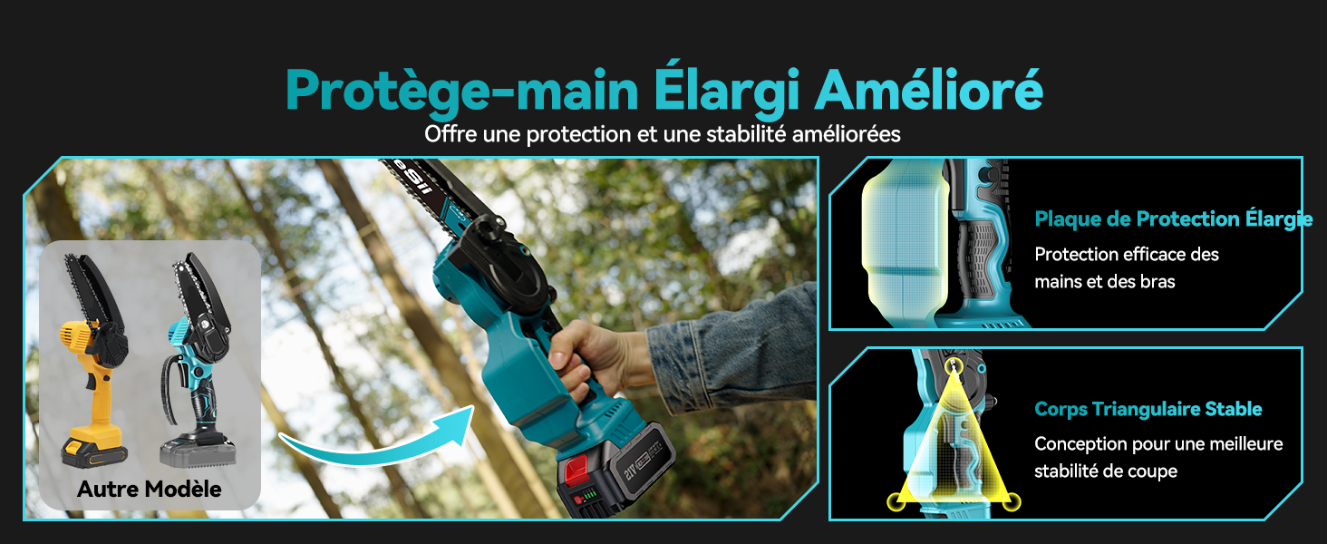 Seesii Mini tronçonneuse 2 en 1 de 8 pouces avec télescope