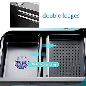 Évier de cuisine en acier inoxydable avec cascade