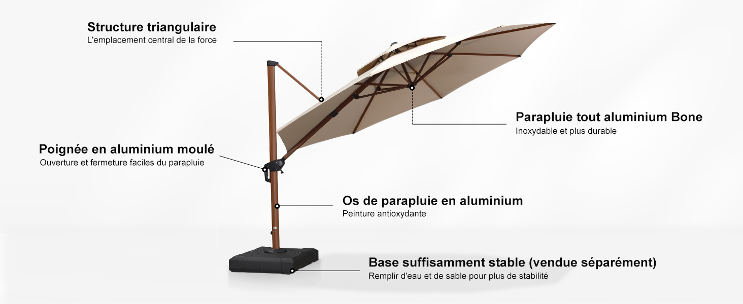 grand parasol déporté