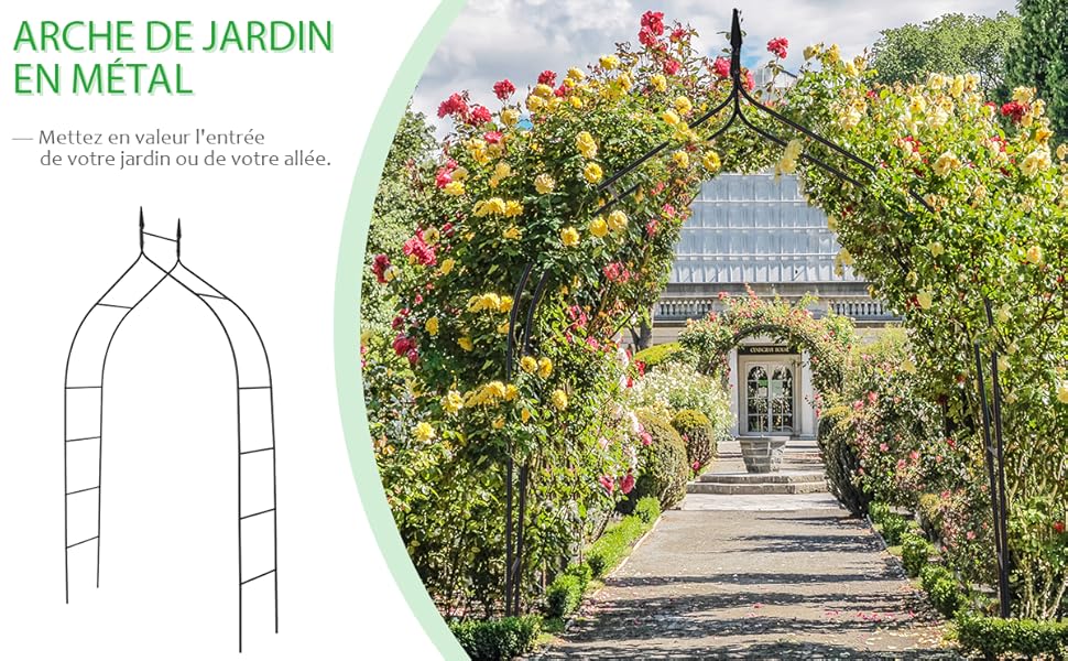 FATIVO Arche Jardin pour Plante Grimpante: Grande Arche de Mariage Fer  Forgé 206 x 208cm pour Rosier Clématite Décoration du Jardin Mariage