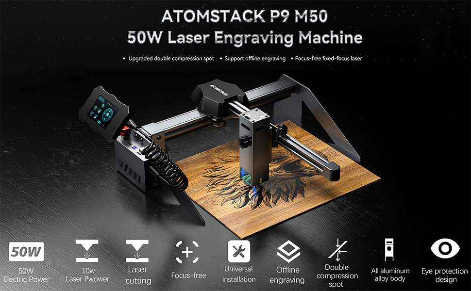ATOMSTACK P9 M50 Graveur Laser, 50W Machine a Gravure Laser