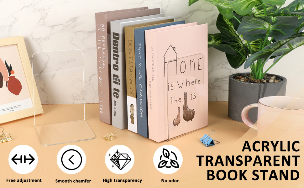 Serre-livres Décoratifs Acrylique Et Céramique | 6 Couleurs | Base Antidérapante | Pour Bibliothèque, Bureau, Maison | Cadeau Idéal
