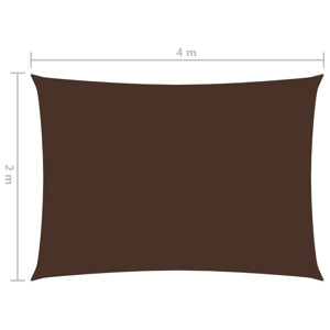 Voile d'ombrage rectangulaire marron ou auvent extérieur. Dimensions indiquées en 4 m de largeur. Semble être fait d'un tissu durable pour la protection solaire.
