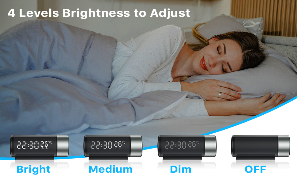 Réveil à projection, réveil numérique avec température et humidité, horloge LED
